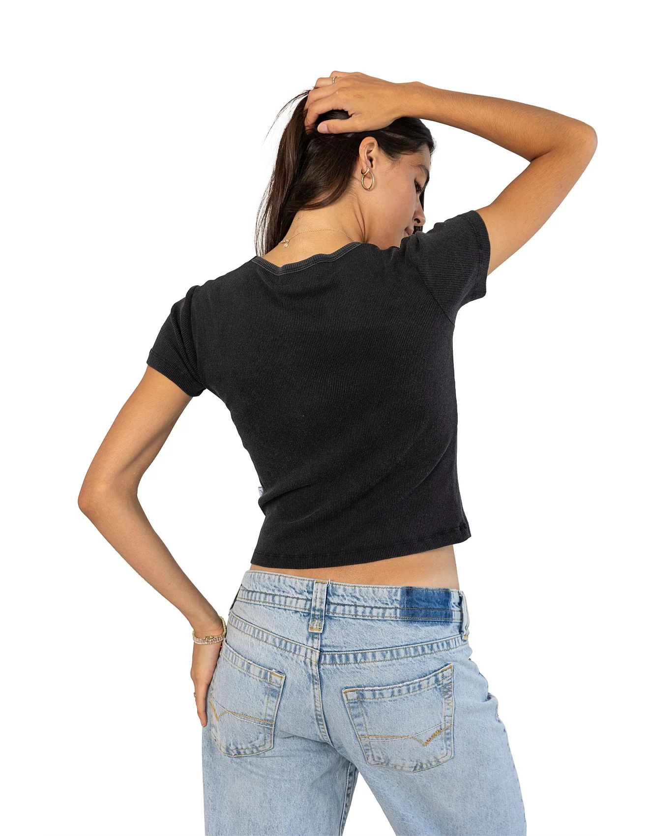 THE LAUNDRY ROOM Womens Au Revoir Baby Tee in Black Snow - Image 4