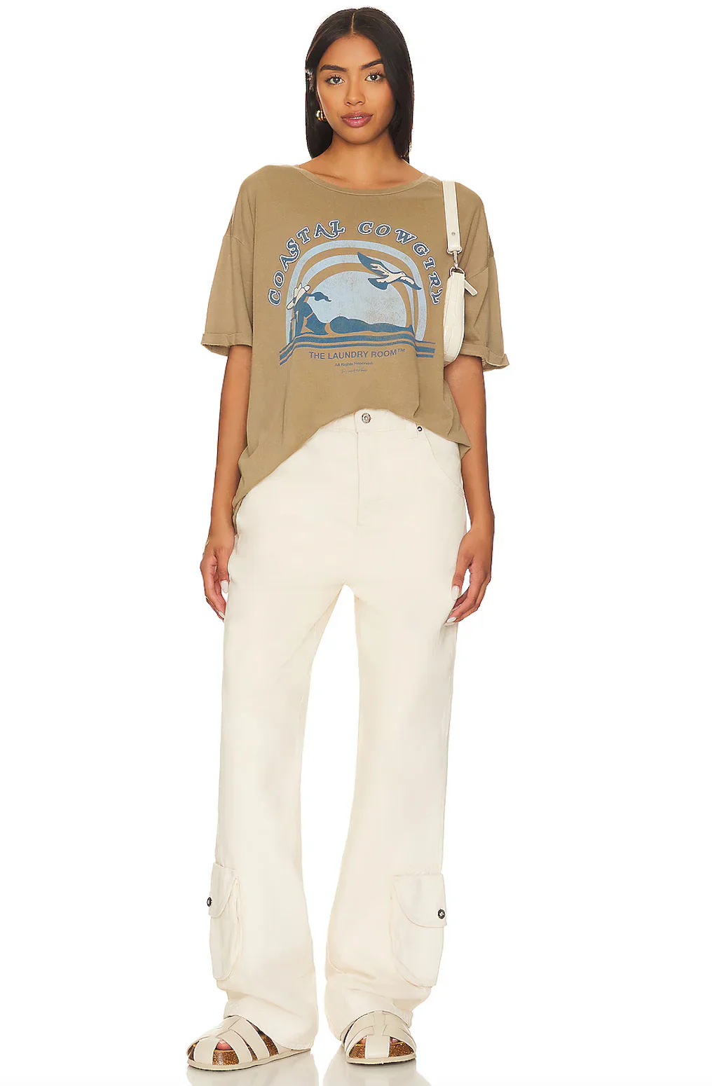 THE LAUNDRY ROOM Womens Coastal Cowgirl Oversized Tee in Camel Gold - Image 3