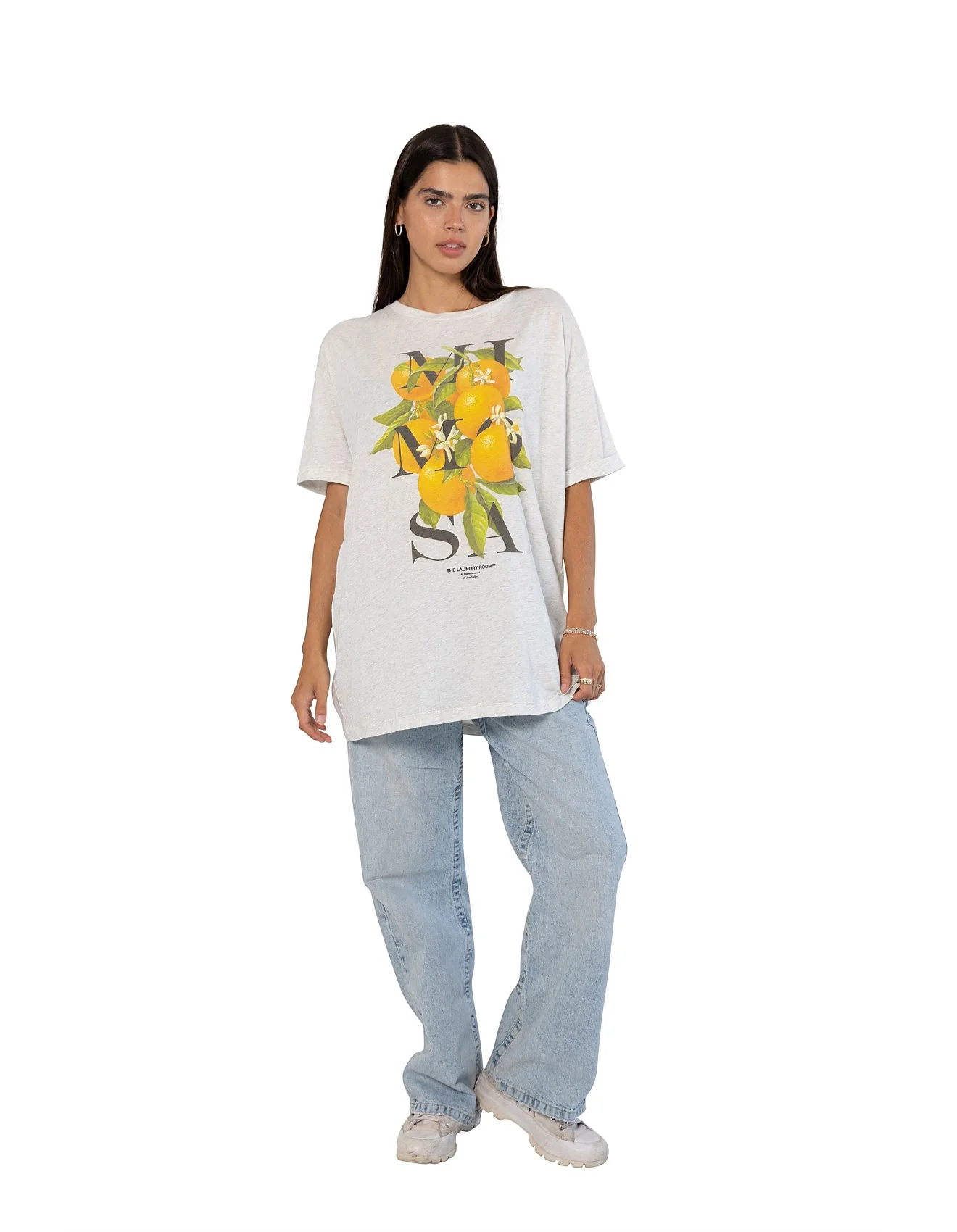 THE LAUNDRY ROOM Womens Mimosa Oversized Tee in Pebble Heather - Image 2