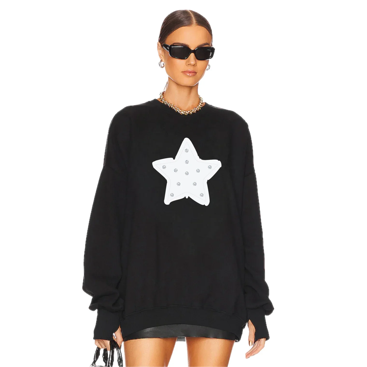 THE LAUNDRY ROOM Womens Rhinestone Star Jump Jumper - Black Snow - Image 7