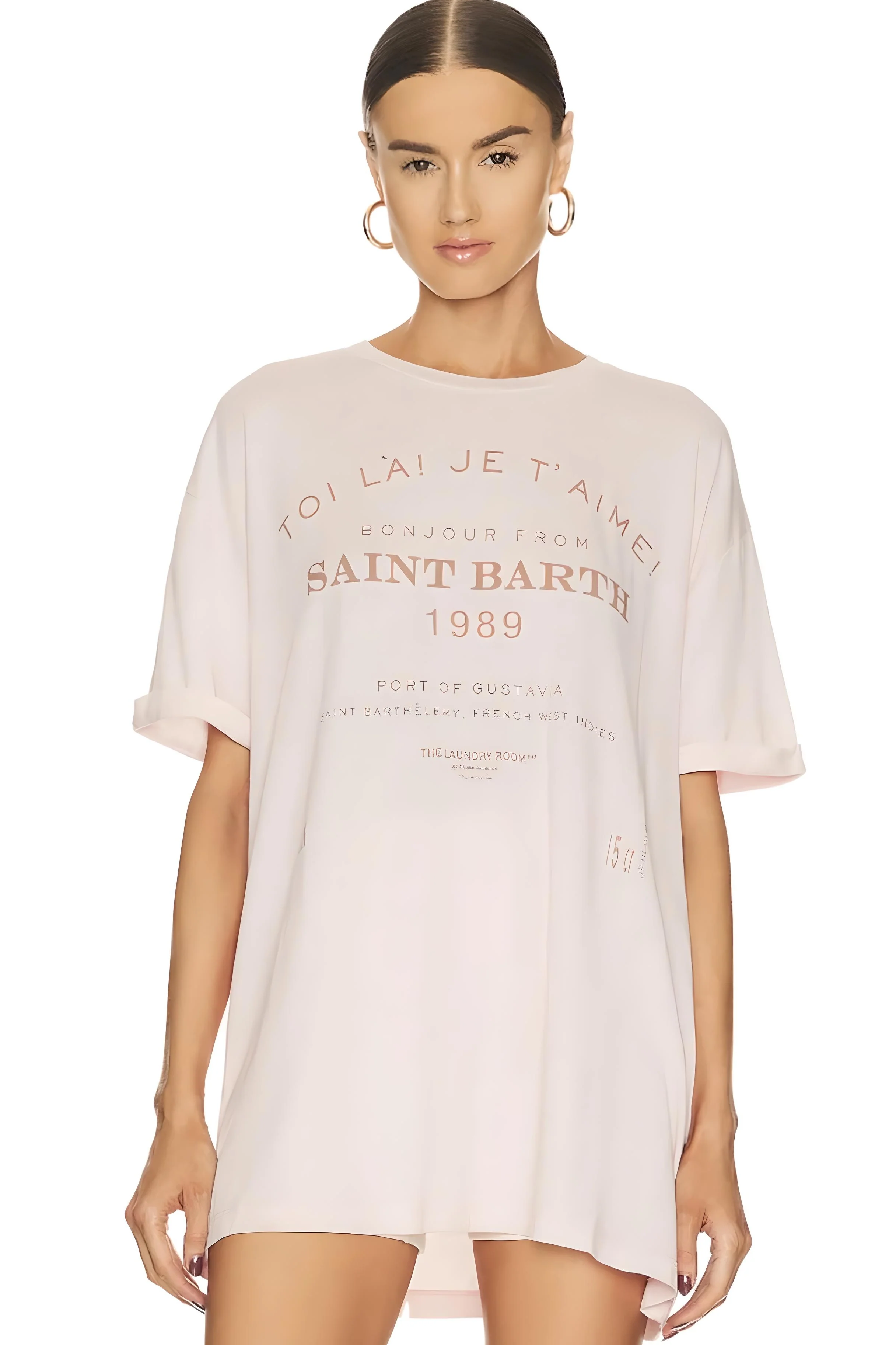 THE LAUNDRY ROOM Womens Saint Barth 89 Oversized Tee - Blush Pink - Image 10