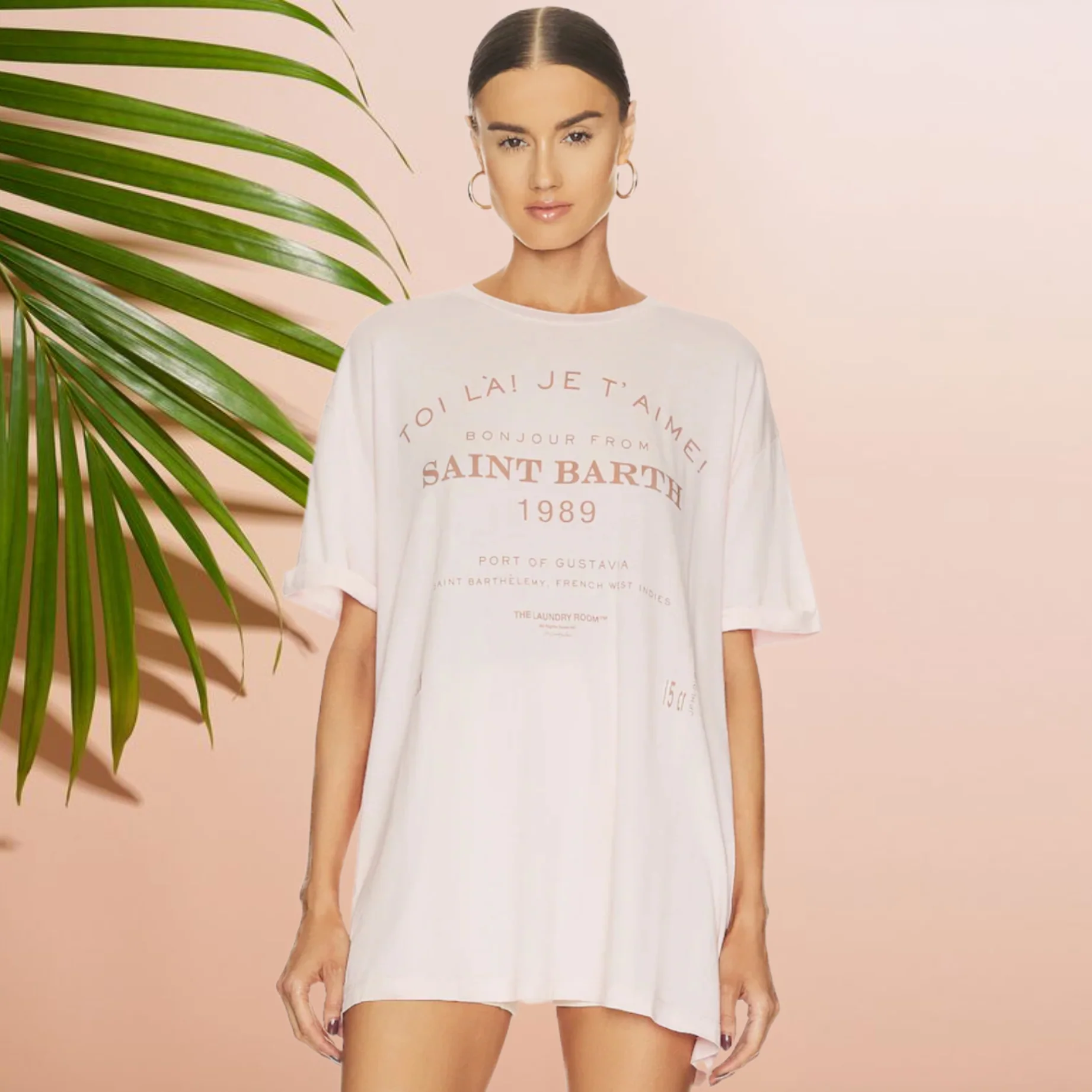 THE LAUNDRY ROOM Womens Saint Barth 89 Oversized Tee - Blush Pink - Image 11