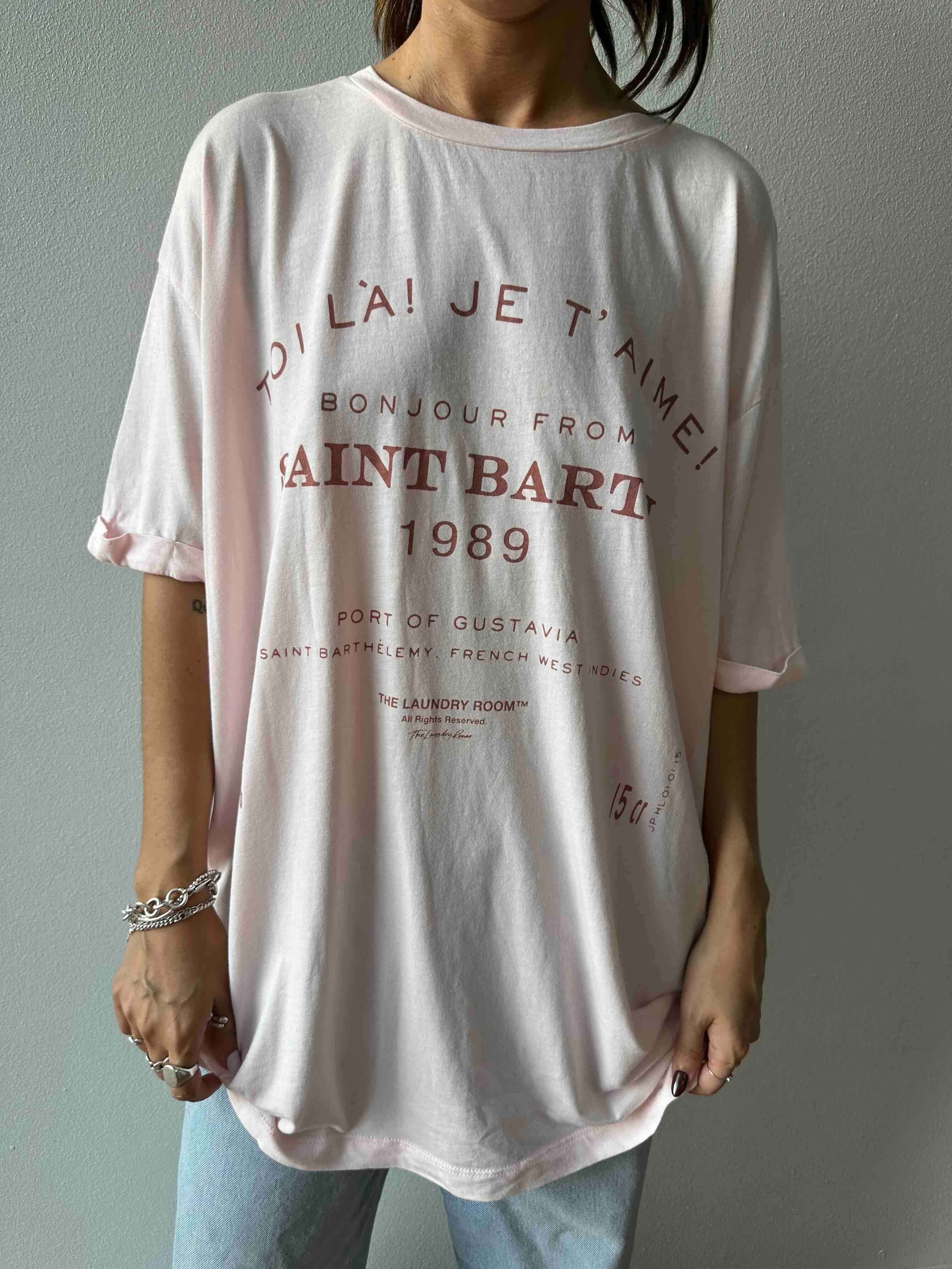 THE LAUNDRY ROOM Womens Saint Barth 89 Oversized Tee - Blush Pink - Image 3