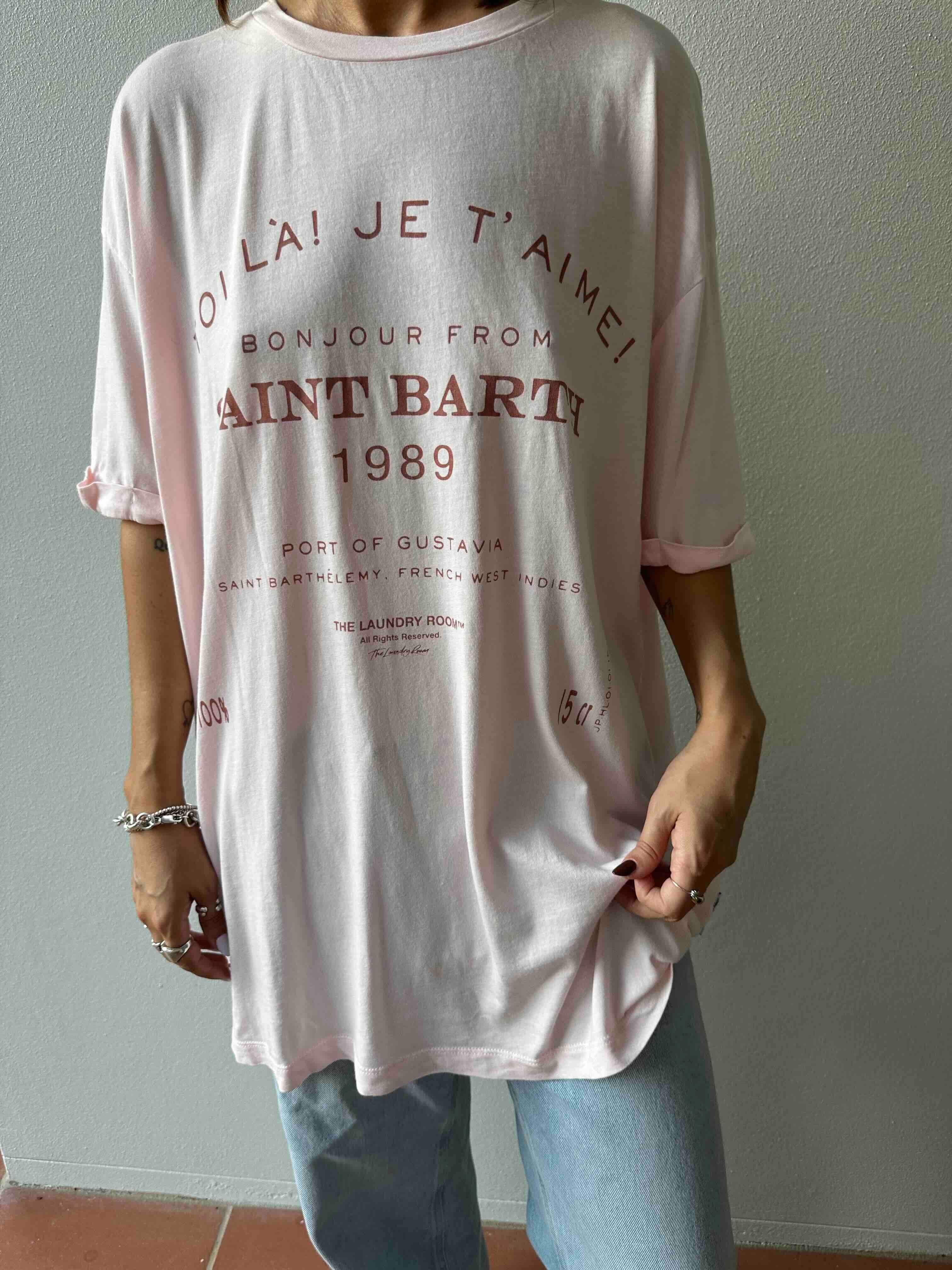 THE LAUNDRY ROOM Womens Saint Barth 89 Oversized Tee - Blush Pink - Image 4