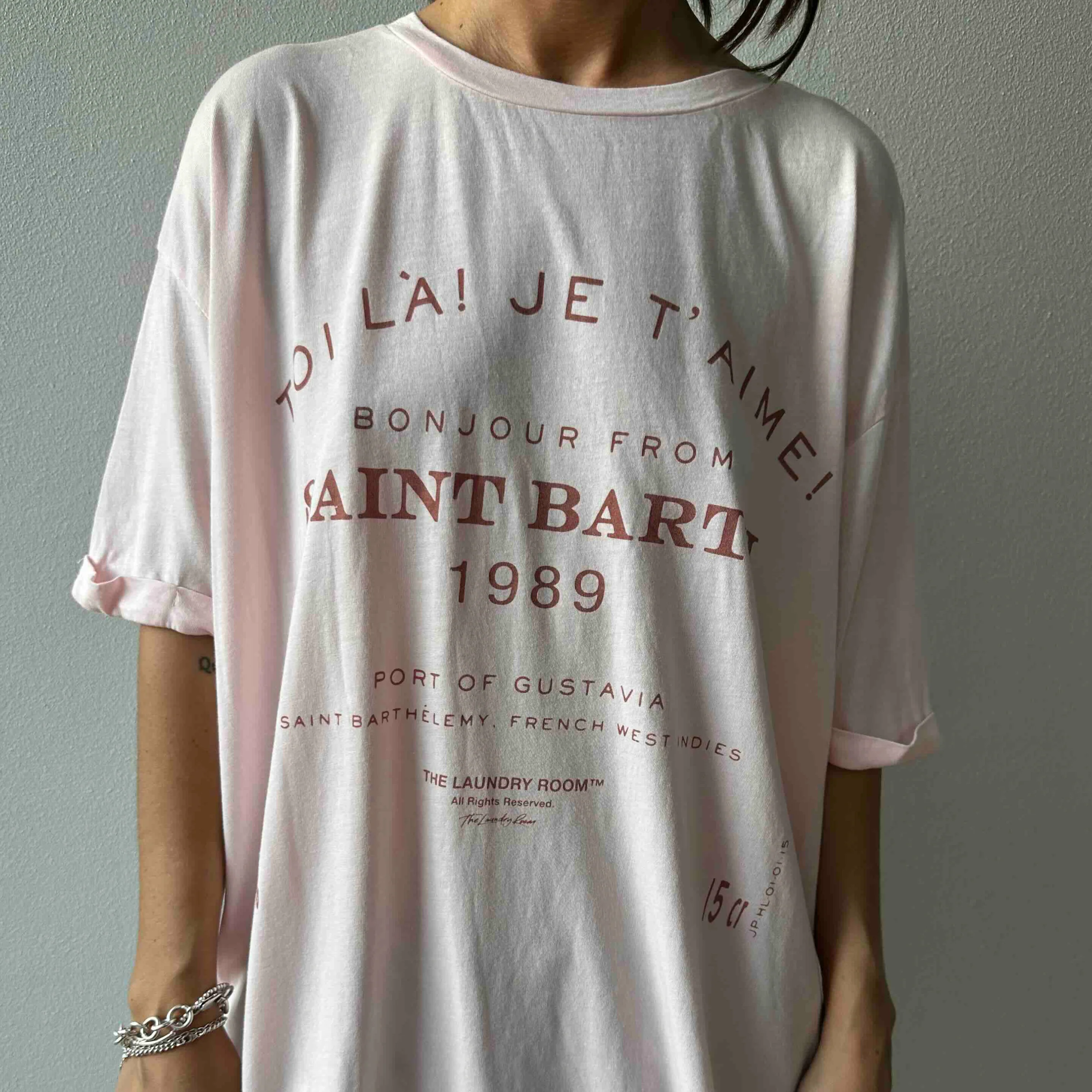 THE LAUNDRY ROOM Womens Saint Barth 89 Oversized Tee - Blush Pink - Image 5