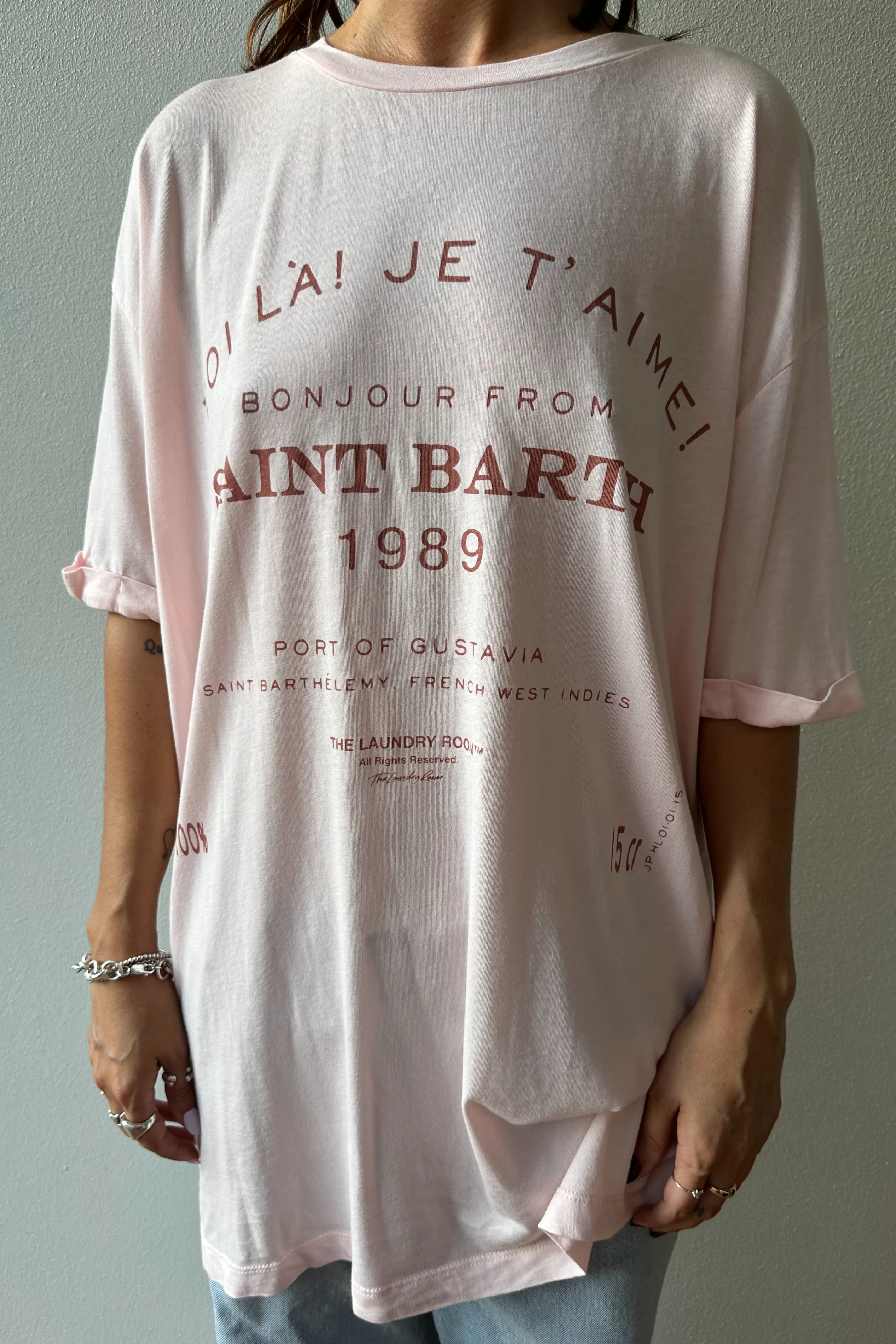 THE LAUNDRY ROOM Womens Saint Barth 89 Oversized Tee - Blush Pink - Image 6