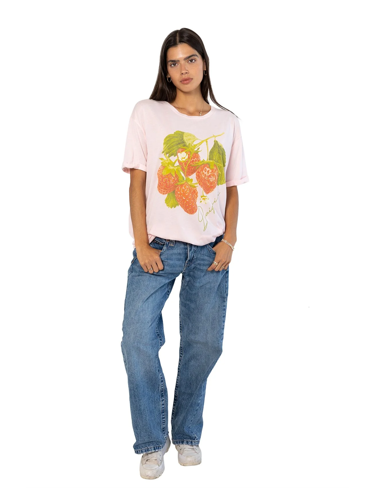 THE LAUNDRY ROOM Womens Strawberry Dacquiri Oversized Tee in Blush Pink - Image 3