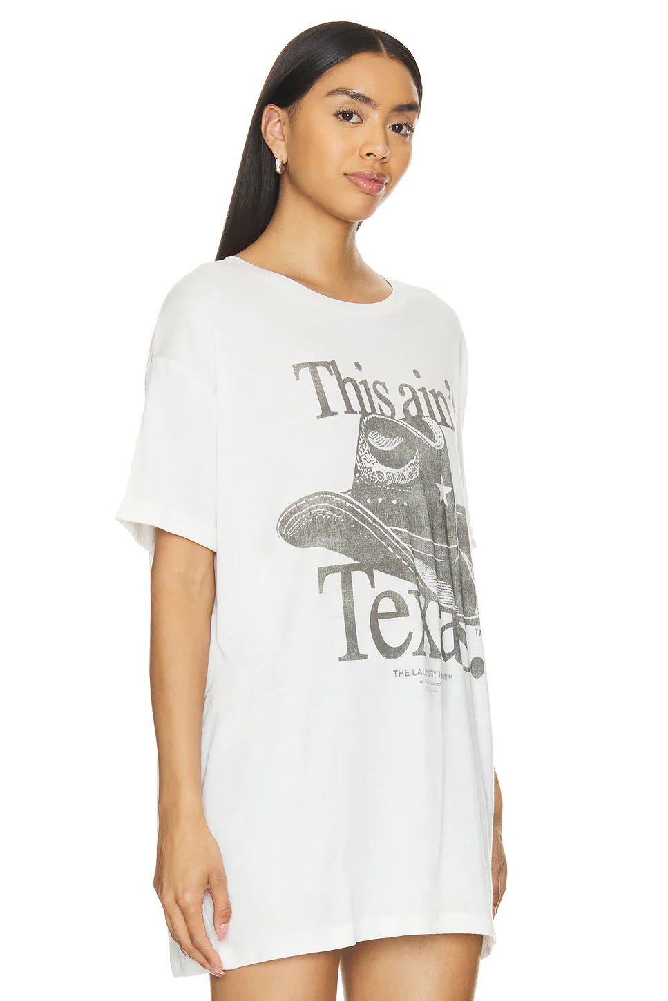 THE LAUNDRY ROOM Womens This Ain't Texas Oversized Tee - White - Image 3