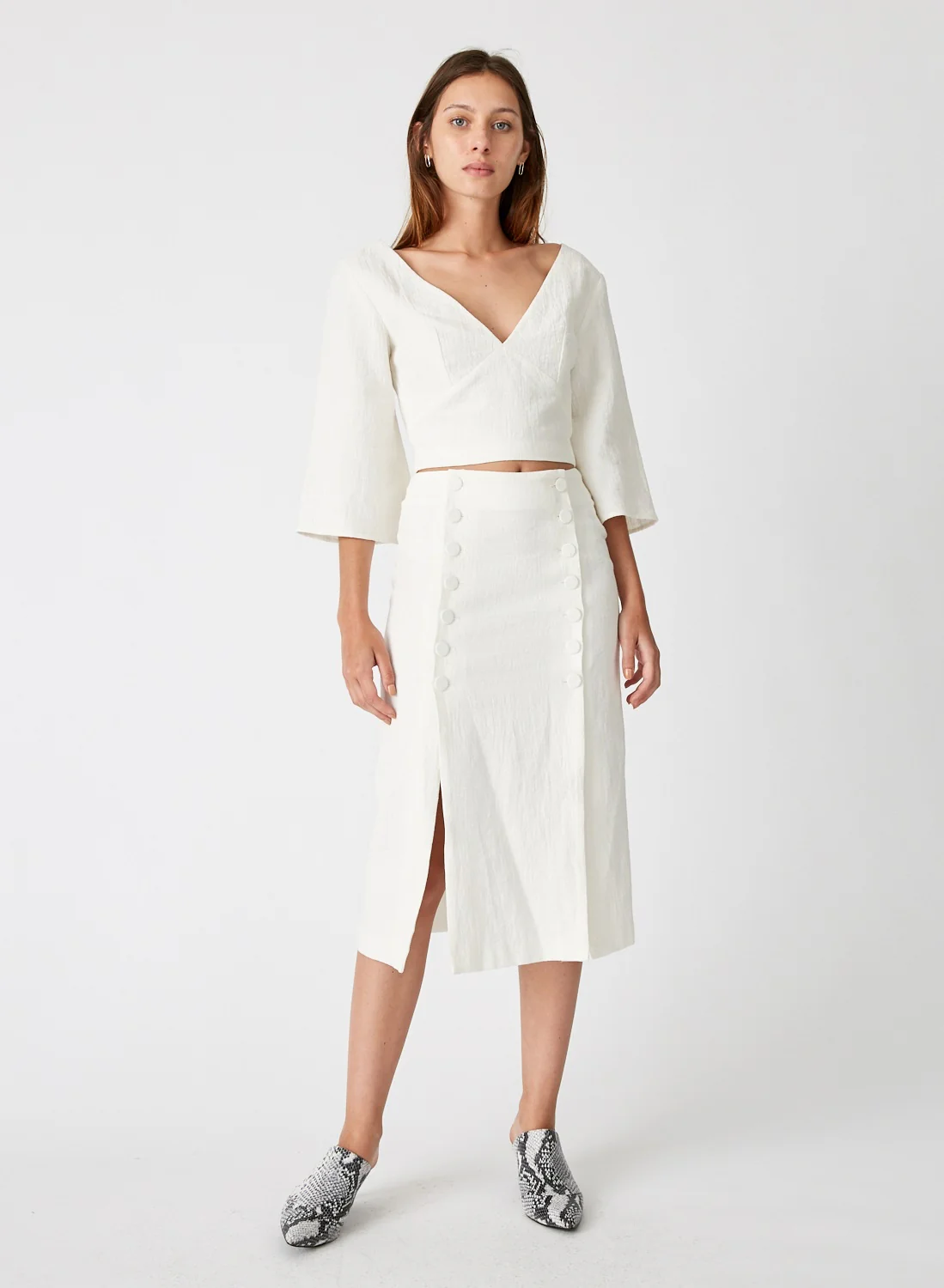 Third Form CLOSURE SPLIT SKIRT NATURAL LINEN - Image 3