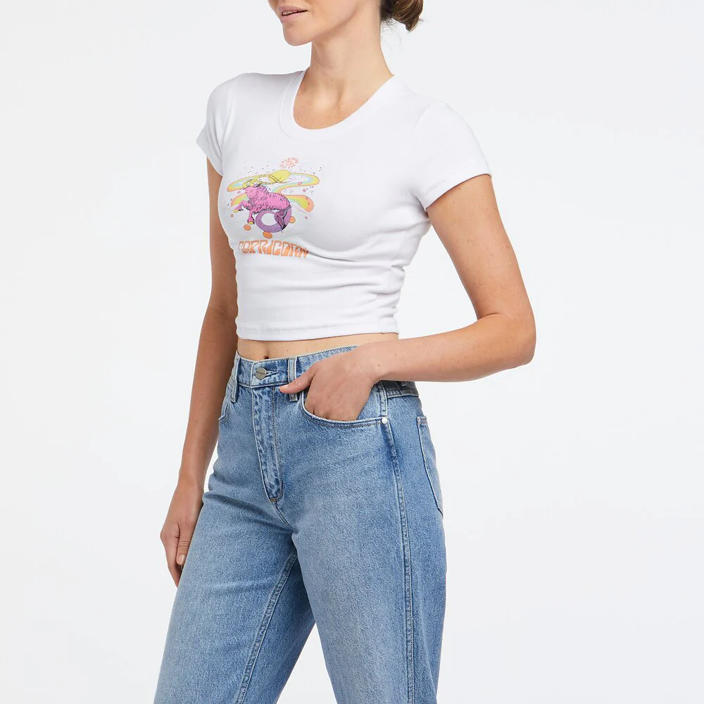 WRANGLER Womens Capricorn Organic Cotton Baby Tee Shirt White - Image 4