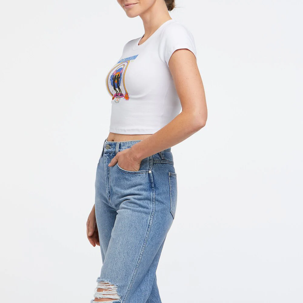 WRANGLER Womens Gemini Organic Cotton Baby Tee Shirt White - Image 3