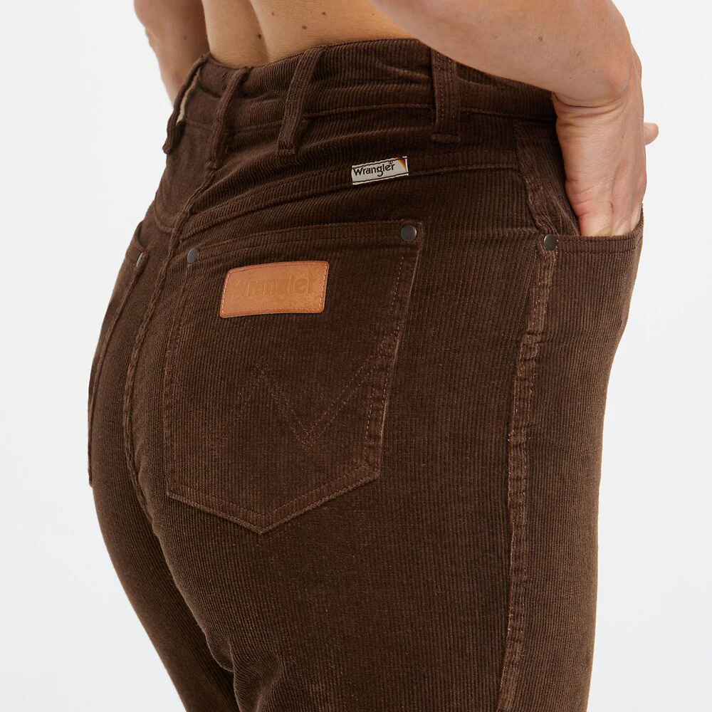 WRANGLER Womens Lou Lou Bells Flared Jeans Chocolate Cord - Image 4