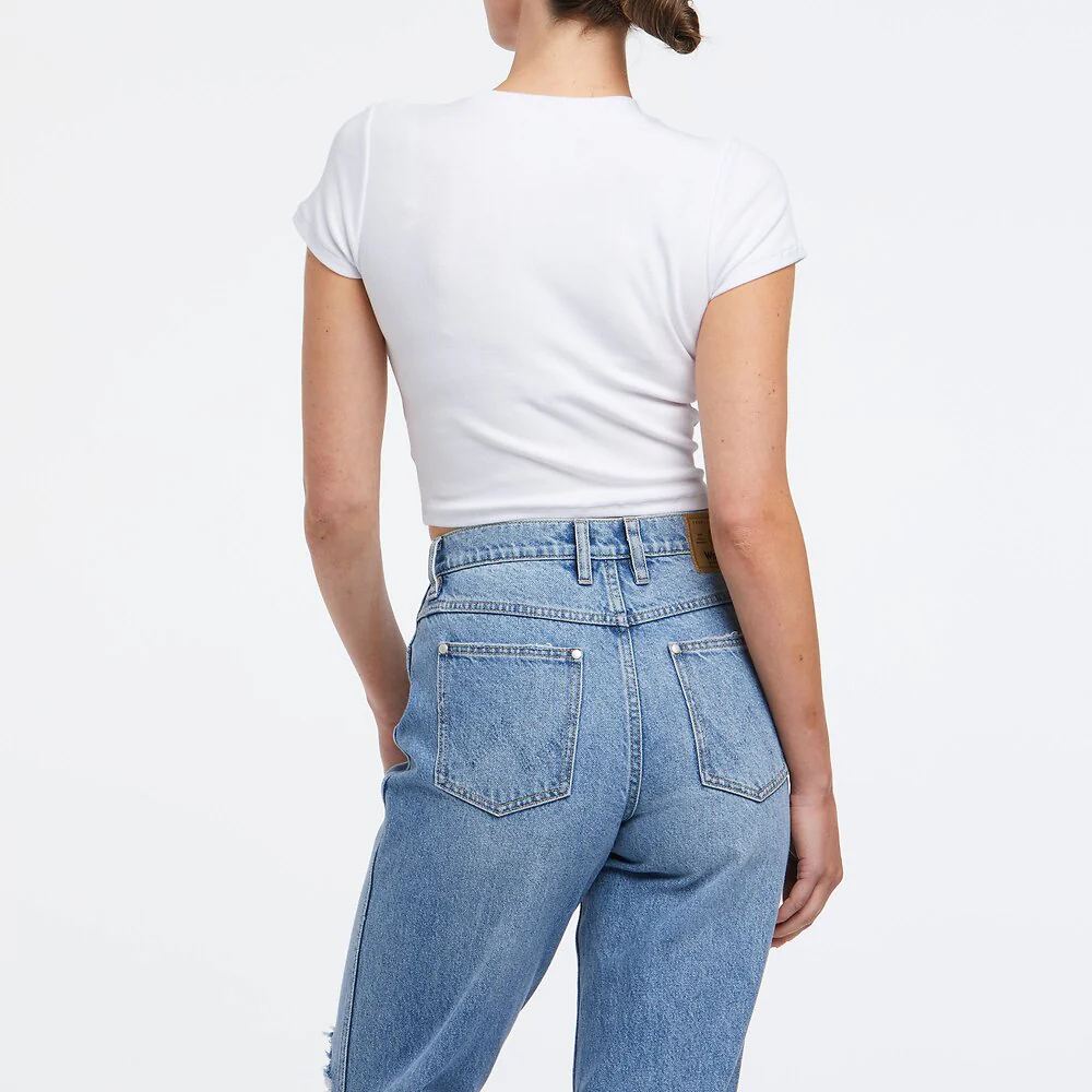 WRANGLER Womens Sagittarius Organic Cotton Baby Tee Shirt White - Image 4