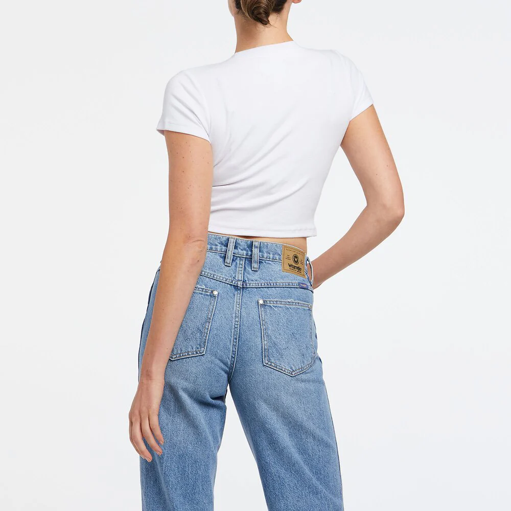 WRANGLER Womens Virgo Organic Cotton Baby Tee Shirt White - Image 4